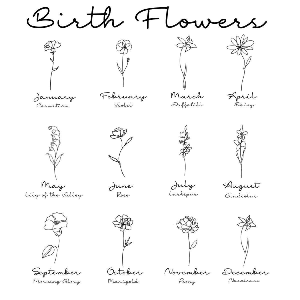 Birth Flower Curved Bar Bracelet